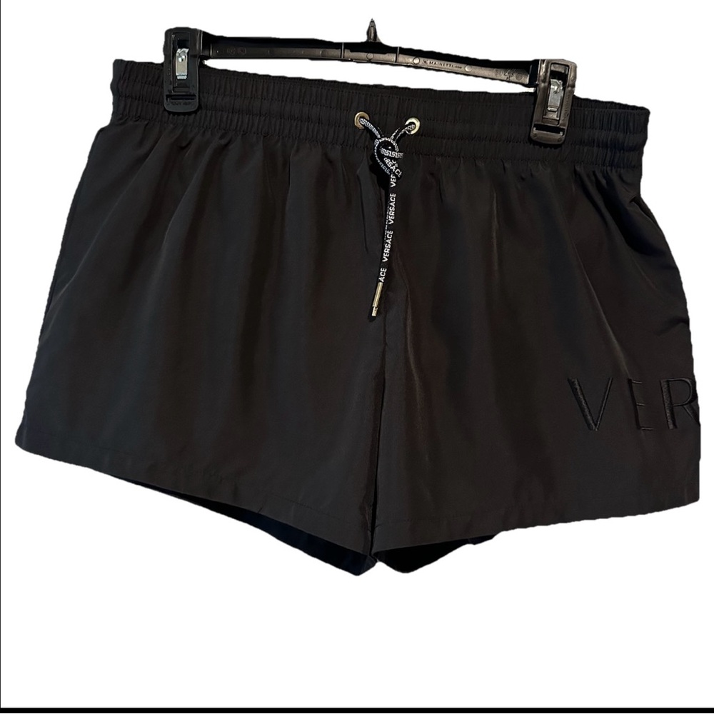 New Men’s Versace Black Embroidered Swim Trunks Shorts Size 5 100% Authentic